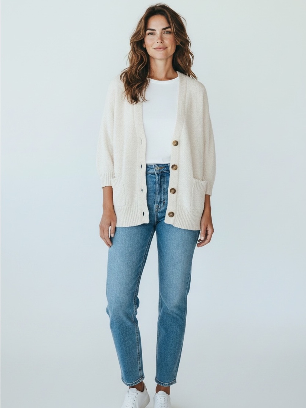 LOFT Cream Knit Cardigan